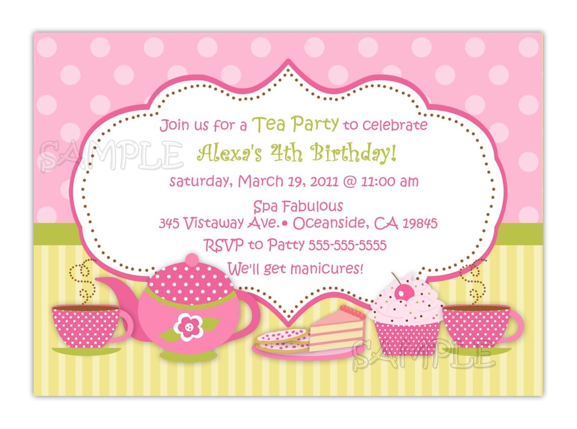 Tea Party Kids Invitation Template Free â Einmaleinshaus Com